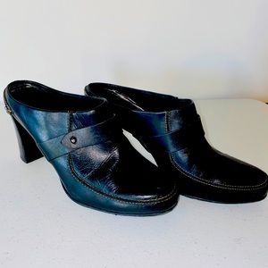 Cole Haan Black Leather Heeled Mule